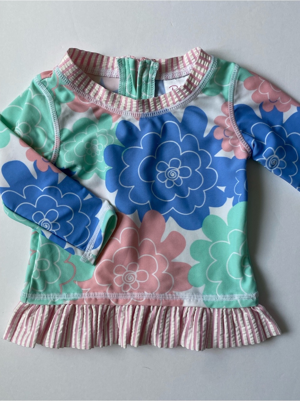 Ruffle Butts Shirt Girl's Size 6 12 Months Baby Girls floral fabric work pink